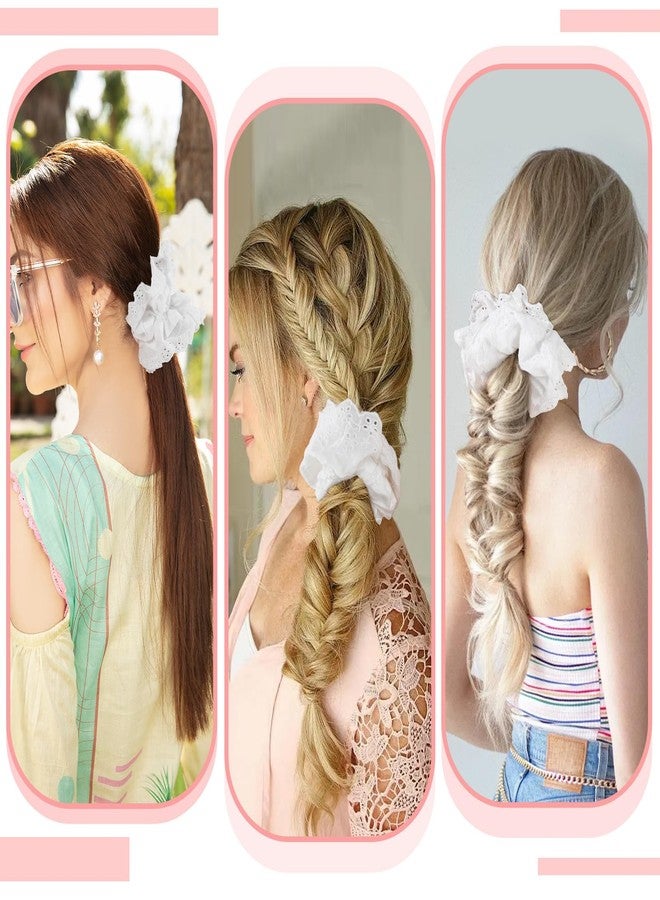 Tyqour 2Pcs White Oversized Scrunchies for Women - Double Layer Jumbo Large Lace No Damage Hair Ties - Elastic Ponytail Holders Accessories for Curly Hair - Image 4